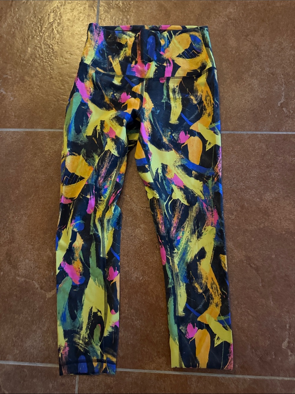 lululemon athletica Brushstroke Print Leggings - Black, Yellow, Pink, Blue